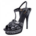 Saint Laurent YSL Tribute Metallic Leopard Platform Sandals - size 40 EU