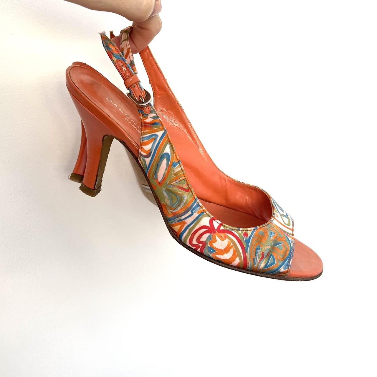Balenciaga orange patterned slingback heels - size 40 EU