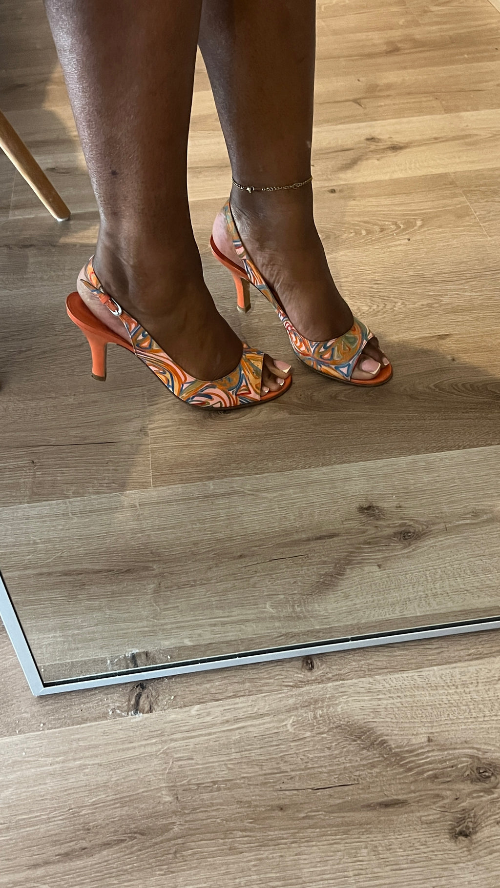 Balenciaga orange patterned slingback heels - size 40 EU