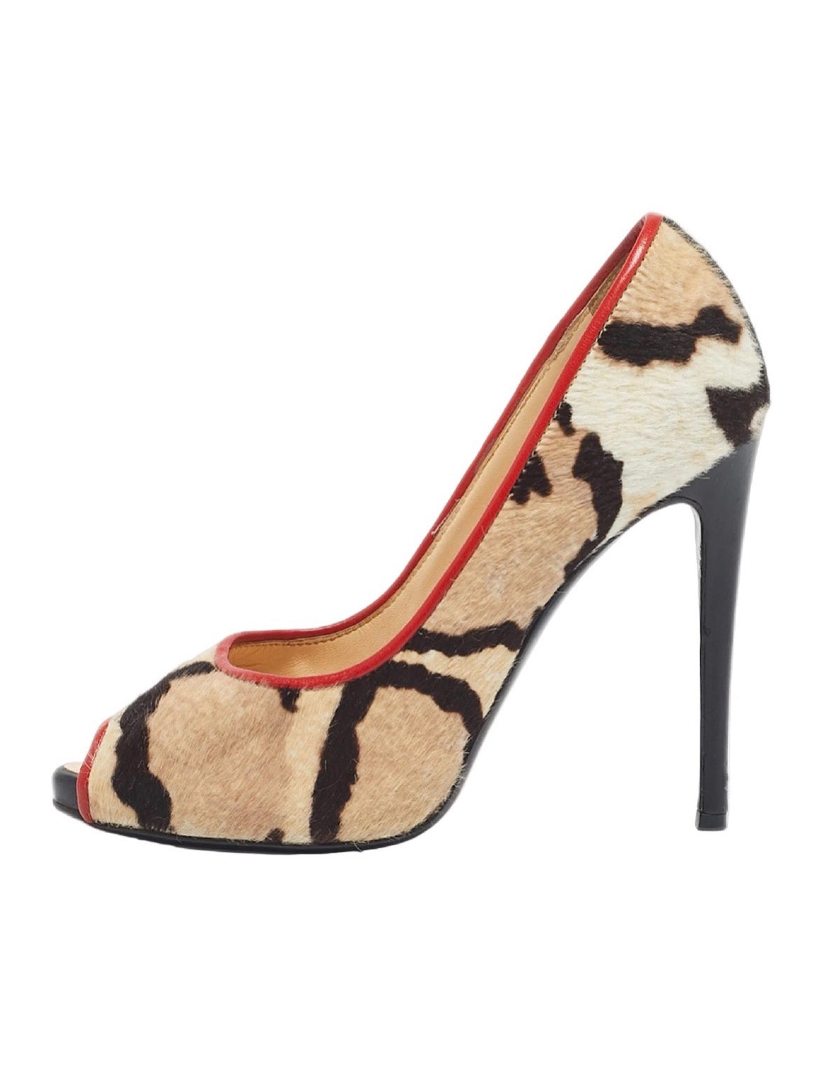 Giuseppe Zanotti Multicolor Leopard Print Calf Hair Peep Toe Pumps - size 41 EU