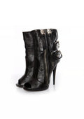 Giuseppe Zanotti black leather peep-toe ankle boots - size 39 EU