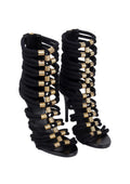 Balmain x H&M black and gold strappy stiletto heels 2015 - size 40 EU
