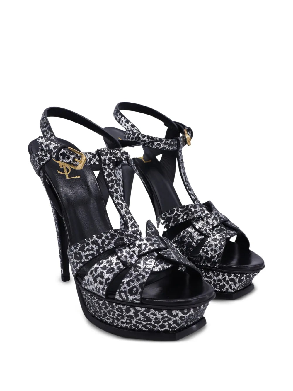 Saint Laurent YSL Tribute Metallic Leopard Platform Sandals - size 40 EU