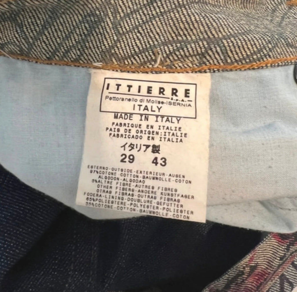 2000s Cavalli Flowers Scar Red Signature Grey Denim Jeans - size 36/S
