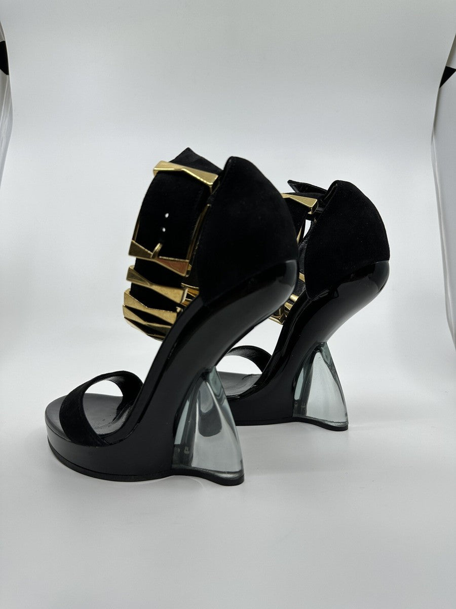 Alexander McQueen clear sculpted wedge heel sandals- size 36 EU