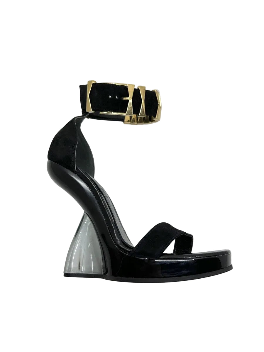 Alexander McQueen clear sculpted wedge heel sandals- size 36 EU