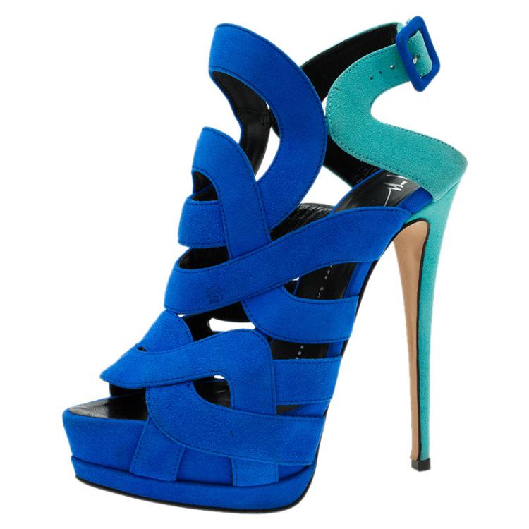 Giuseppe Zanotti Striking Two Tone Suede sandals - size 38 EU