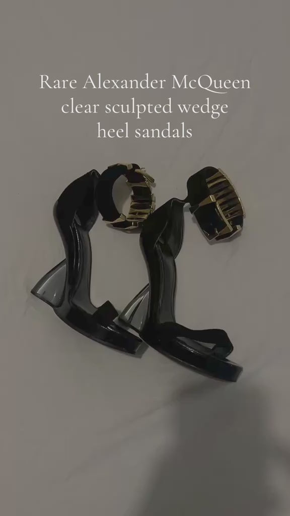 Alexander McQueen clear sculpted wedge heel sandals- size 36 EU